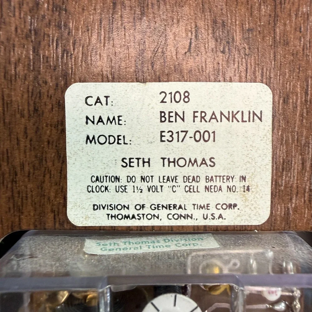 Vintage Seth Thomas Ben Franklin Wall Clock Liberty Bell Colonial‎ Working